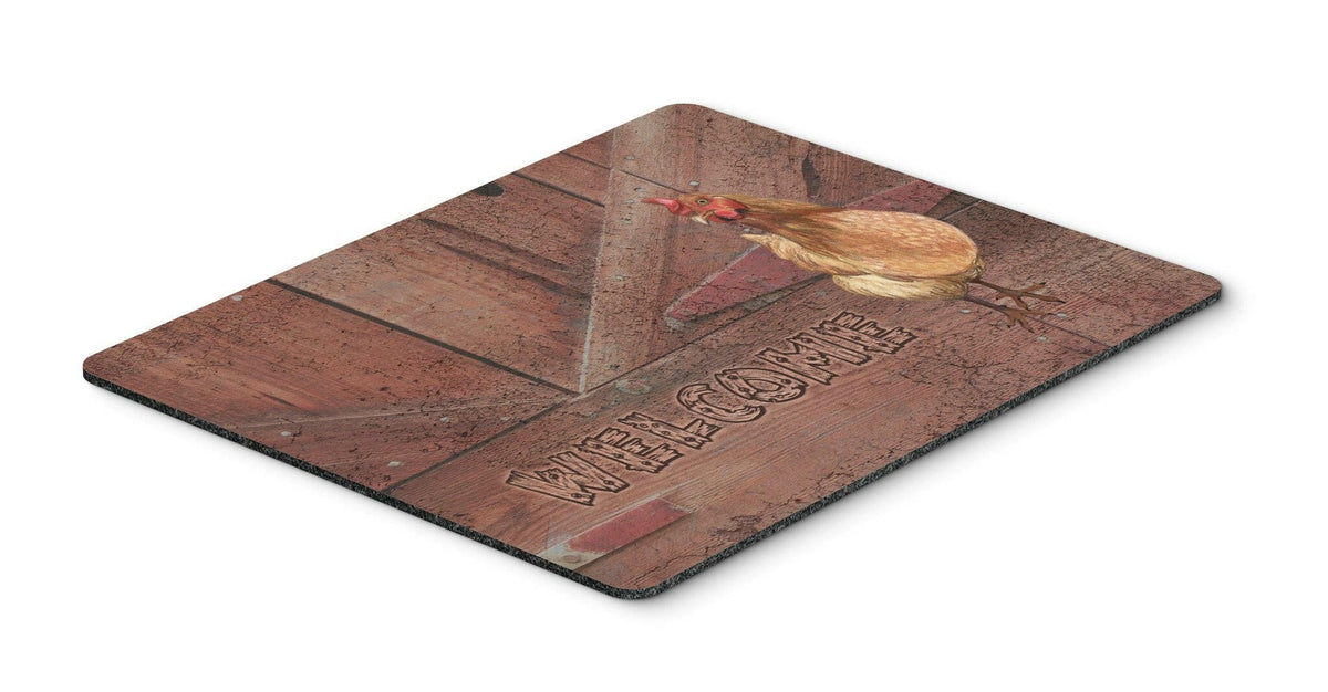 Welcome Chicken Mouse Pad, Heat Resistant Trivet Hot Pad , Non Slip Rubber Desk Mat, Kitchen Counter Protector, Home Office Decor Gift