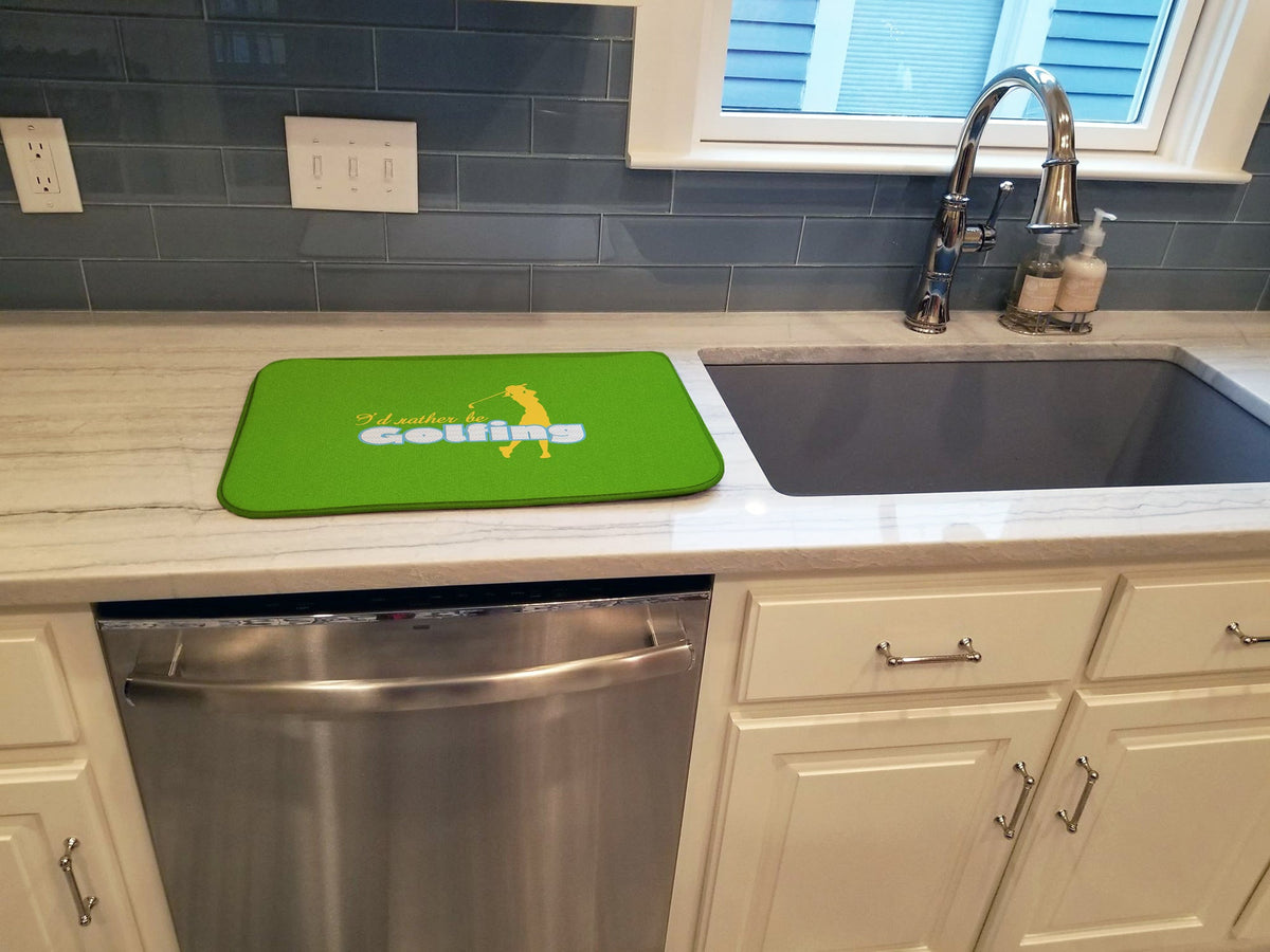 I'd rather be Golfing Woman on Green Dish Drying Mat Absorbent Dish Drying Mat Pad for Kitchen Counter Dish Drainer Mat for Countertop, 14 x 21", Multicolor