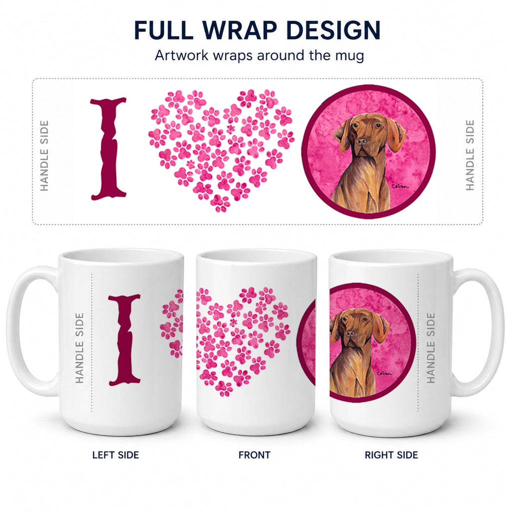 Pink Vizsla Ceramic Coffee Mug 15 oz Decorative Large C Handle Mug Cup for Tea, Cocoa Hot Chocolate