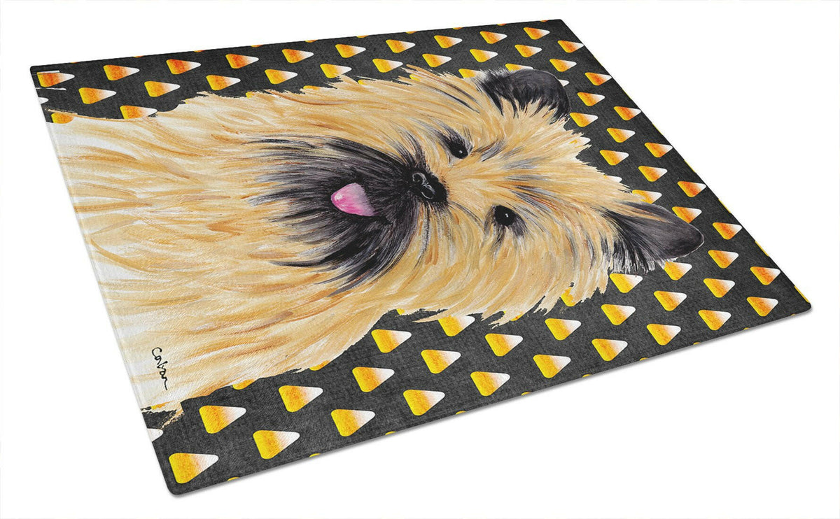 Cairn Terrier Candy Corn Halloween Portrait Cutting Board Tempered Glass Kitchen Cutting Surface, Heat Resistant Chopping, Non-Slip Feet, Food Prep & Serving