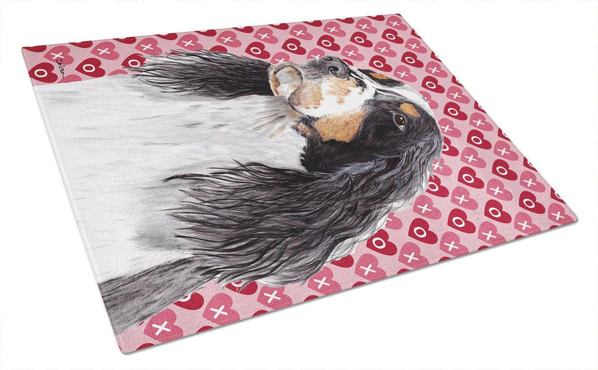 Springer Spaniel Hearts Love Valentine's Day Cutting Board Tempered Glass Kitchen Cutting Surface, Heat Resistant Chopping, Non-Slip Feet, Food Prep & Serving