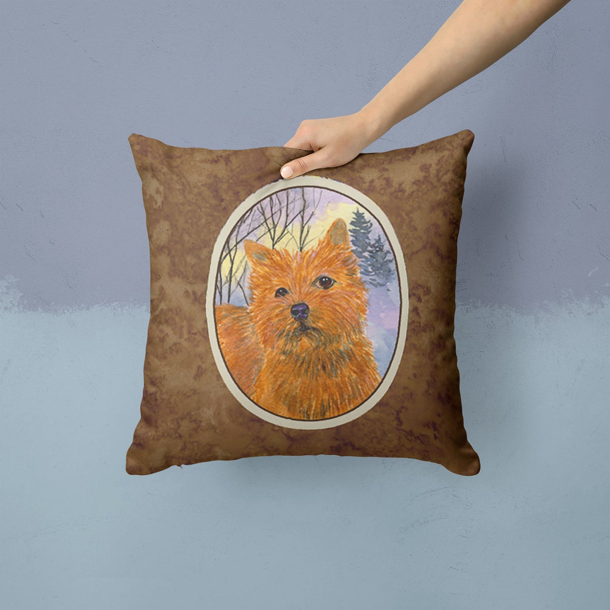Norwich Terrier Decorative Throw Pillow 14x14 Indoor Outdoor Accent Cushion, Fabric Cover with Insert for Sofa, Bed, Porch & Living Room