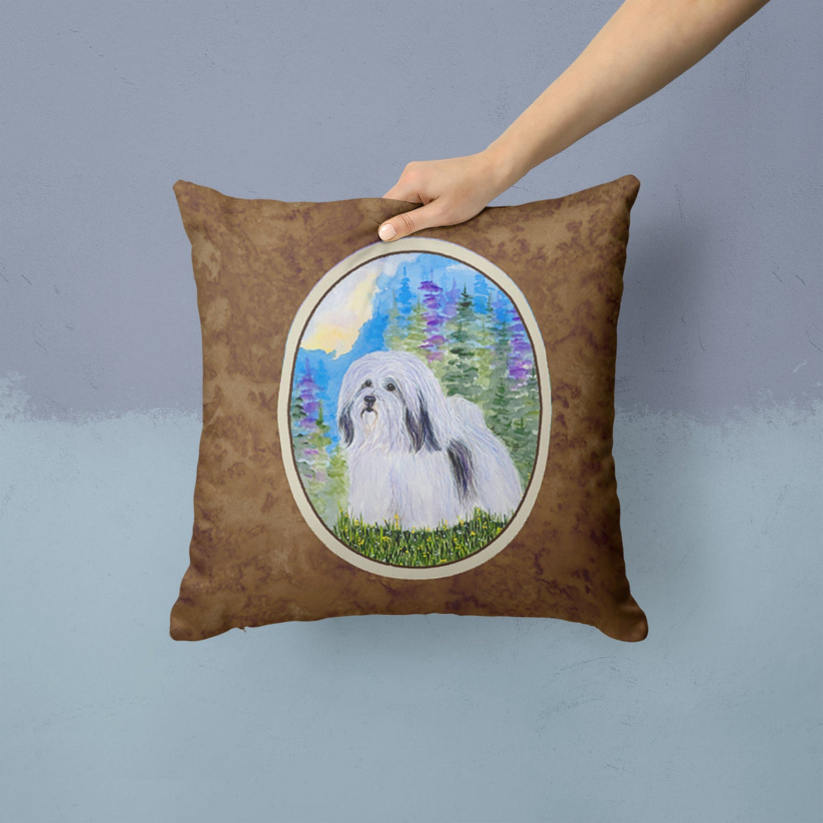 Havanese Decorative Throw Pillow 14x14 Indoor Outdoor Accent Cushion, Fabric Cover with Insert for Sofa, Bed, Porch & Living Room