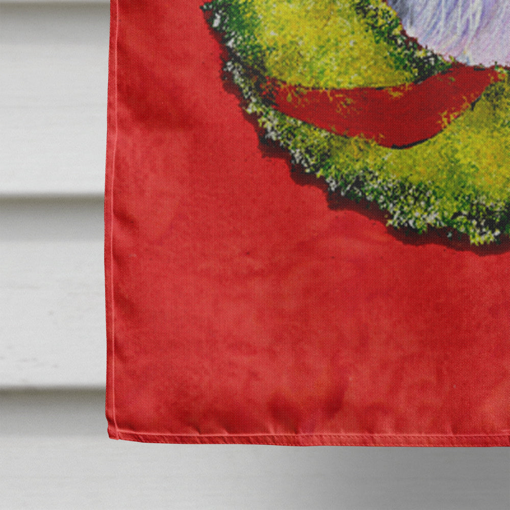 Schnauzer Cristmas Wreath House Flag 28x40 Porch Sleeve Pole Decorative Outside Yard Banner Artwork Wall Hanging, Polyester