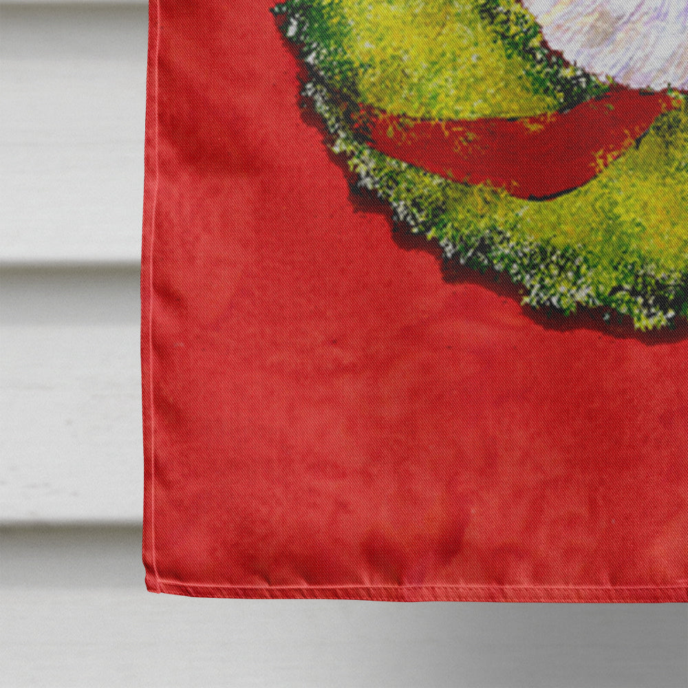 Maltese Cristmas Wreath House Flag 28x40 Porch Sleeve Pole Decorative Outside Yard Banner Artwork Wall Hanging, Polyester