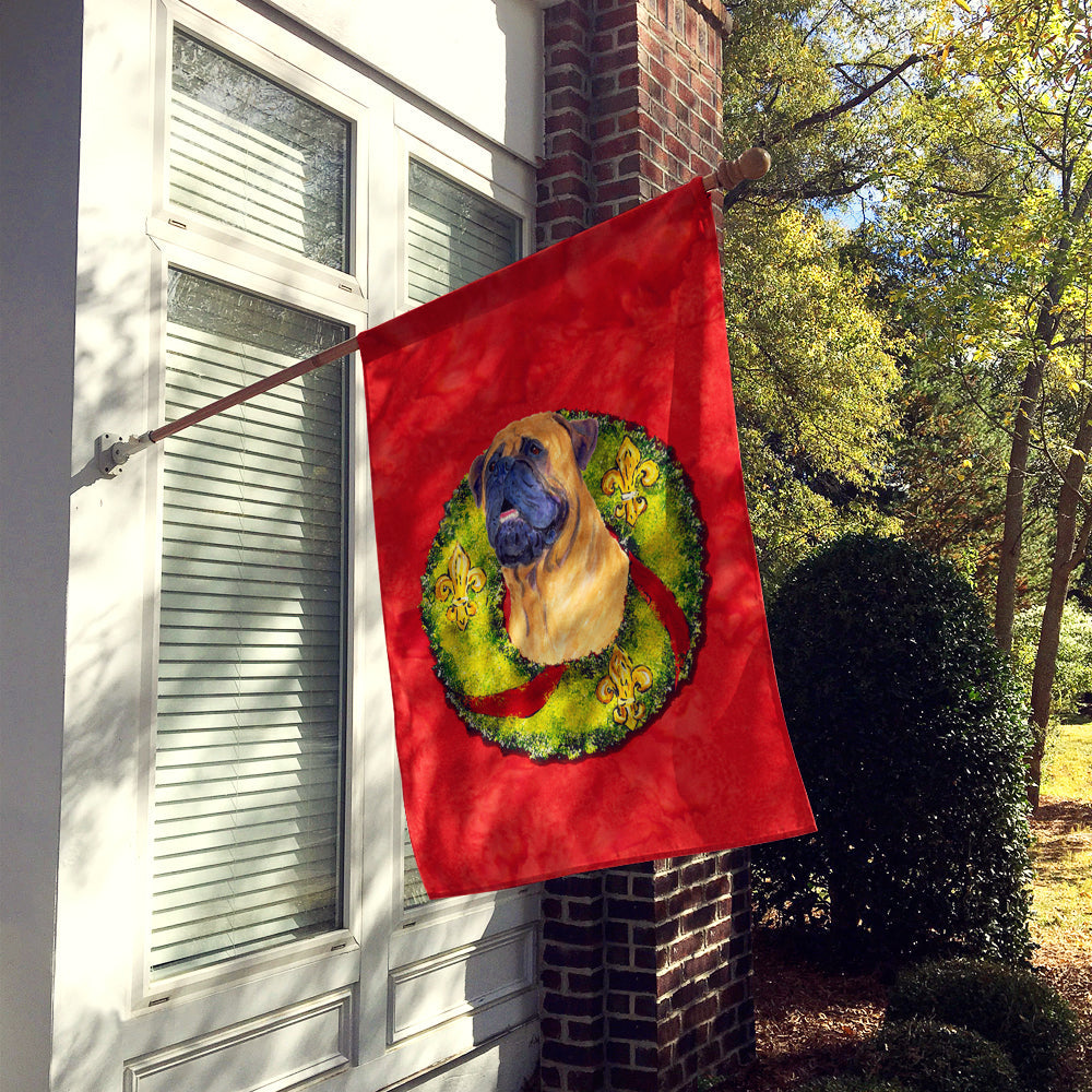 Bullmastiff Cristmas Wreath House Flag 28x40 Porch Sleeve Pole Decorative Outside Yard Banner Artwork Wall Hanging, Polyester