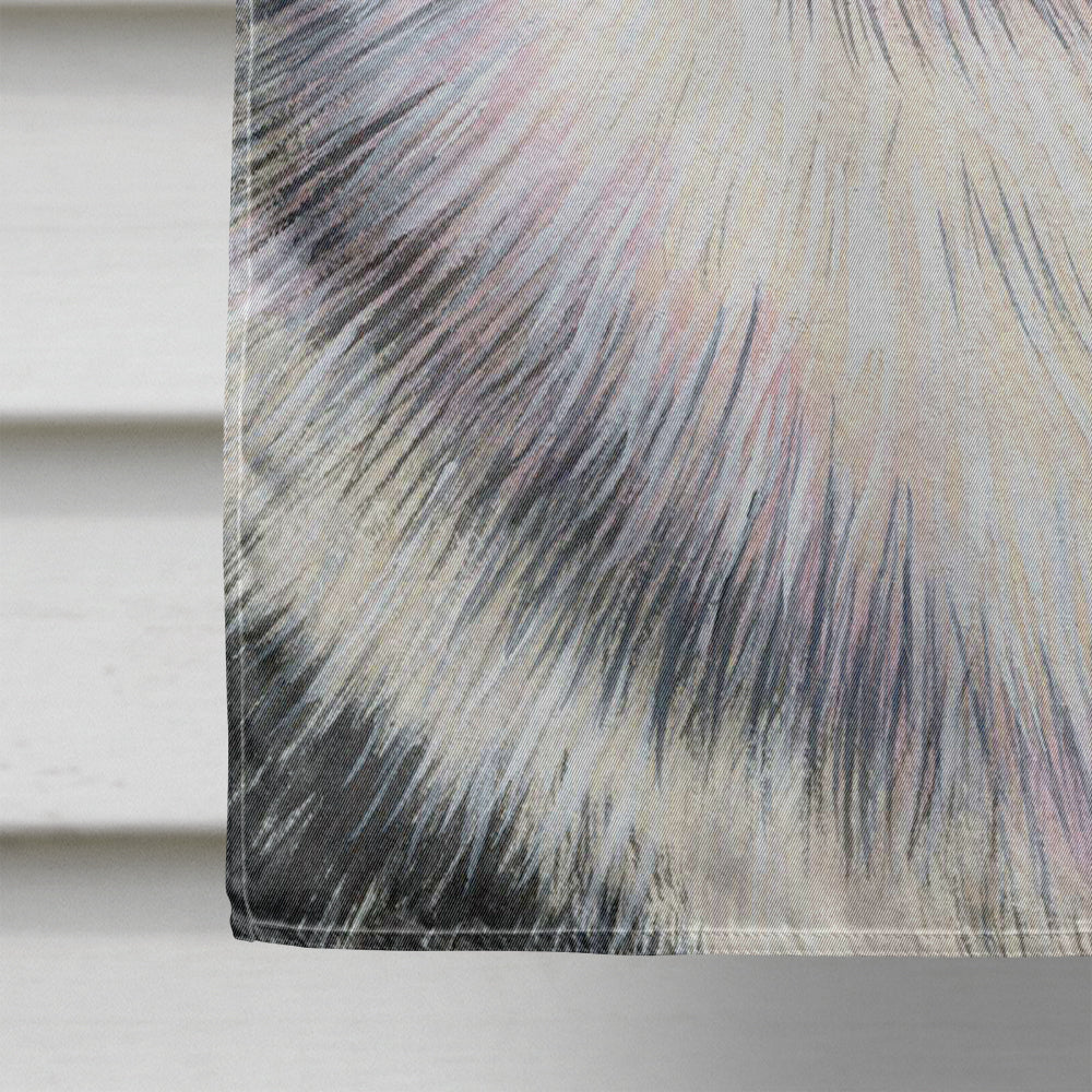Keeshond Fall Leaves Portrait House Flag 28x40 Porch Sleeve Pole Decorative Outside Yard Banner Artwork Wall Hanging, Polyester