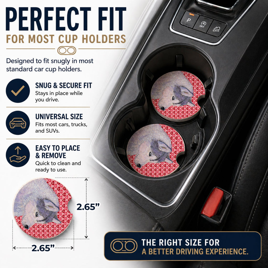 Siberian Husky Hearts Love Valentine's Day Set of 2 Cup Holder Car Coasters Absorbent Round Sandstone Coasters Gifts for Men or Women, 2.5, Multicolor