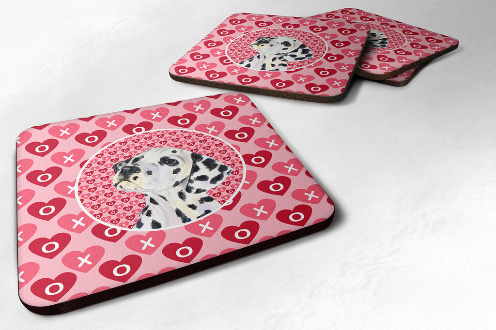 Dalmatian Hearts Love and Valentine's Day Portrait Foam Coasters Set of 4 Cup Coasters for Indoor Outdoor, Tabletop Protection, Anti Slip, Mouse pad Material