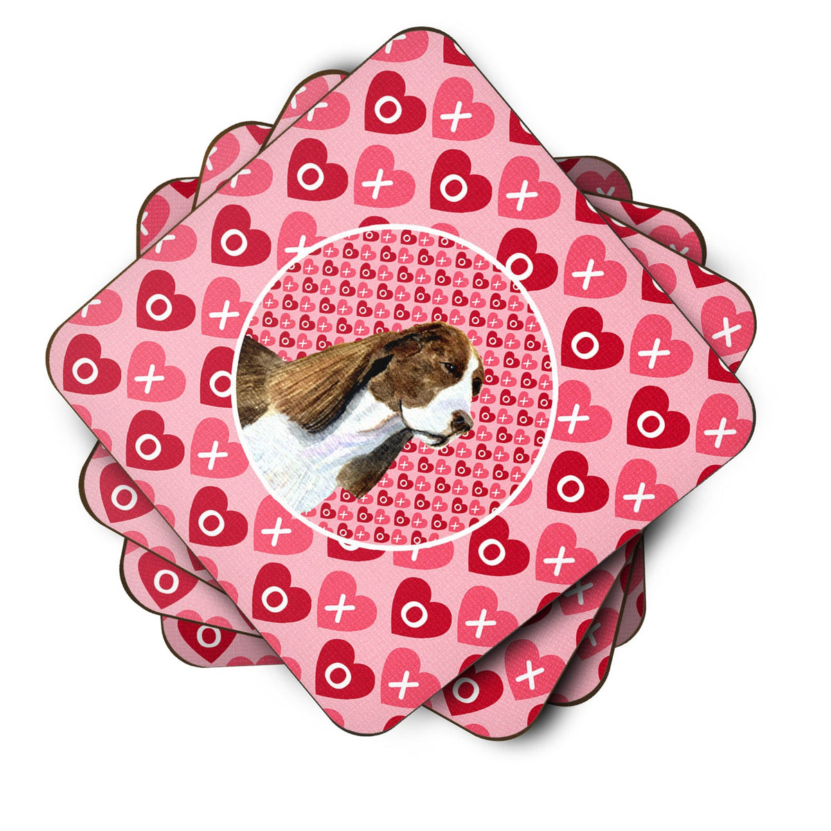 Springer Spaniel Hearts Love Valentine's Day Foam Coasters Set of 4 Cup Coasters for Indoor Outdoor, Tabletop Protection, Anti Slip, Mouse pad Material