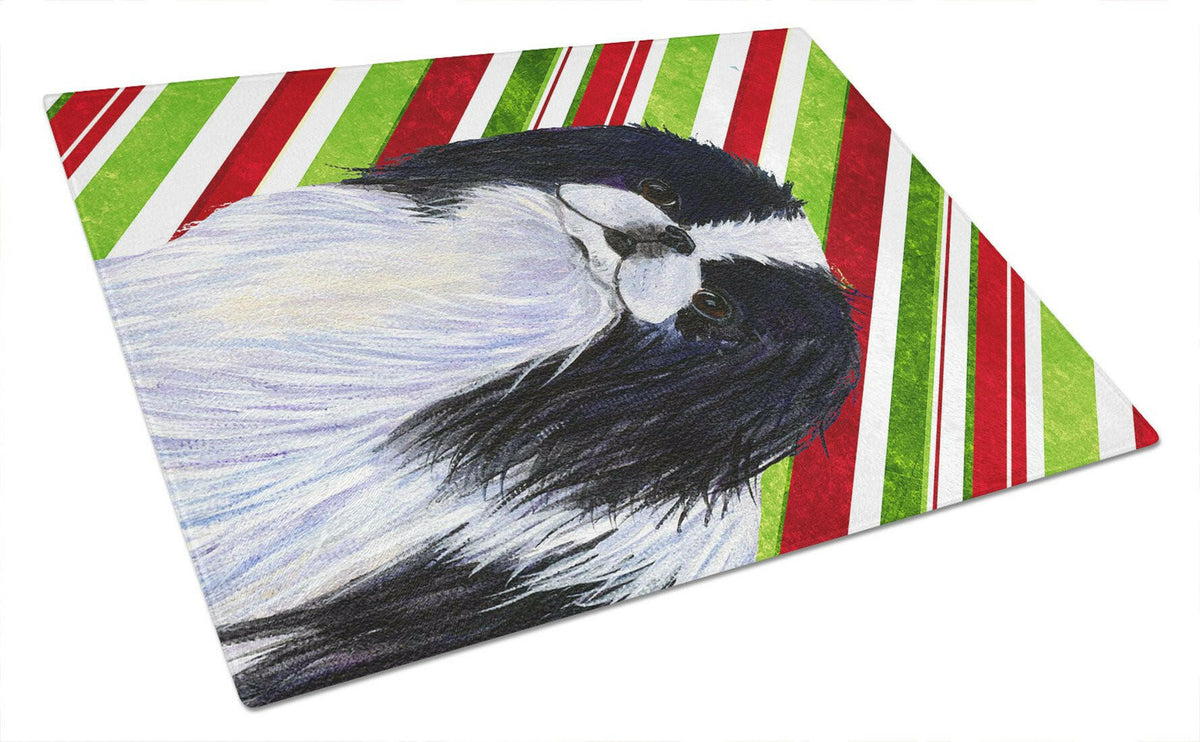 Japanese Chin Candy Cane Holiday Christmas Cutting Board Tempered Glass Kitchen Cutting Surface, Heat Resistant Chopping, Non-Slip Feet, Food Prep & Serving