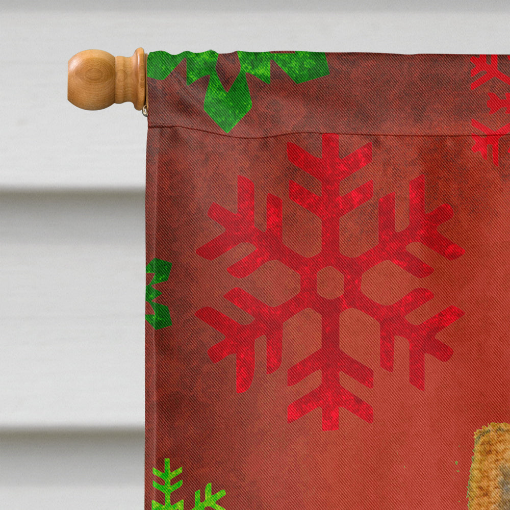 Chow Chow Red and Green Snowflakes Holiday Christmas House Flag 28x40 Porch Sleeve Pole Decorative Outside Yard Banner Artwork Wall Hanging, Polyester