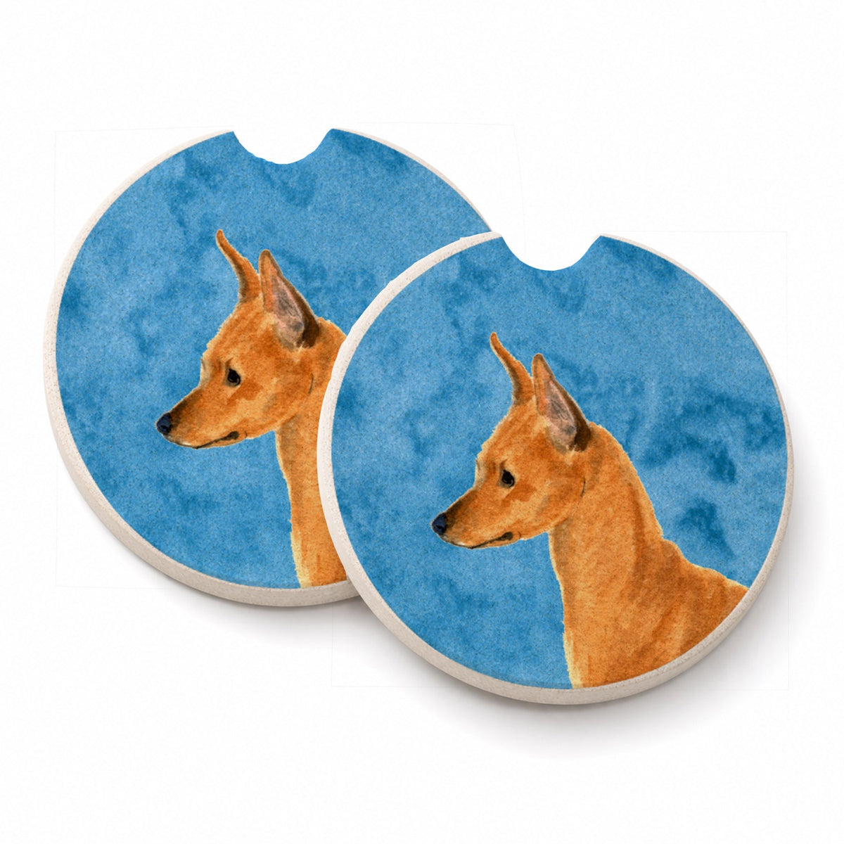 Blue Min Pin Set of 2 Cup Holder Car Coasters Absorbent Round Sandstone Coasters Gifts for Men or Women, 2.5, Multicolor