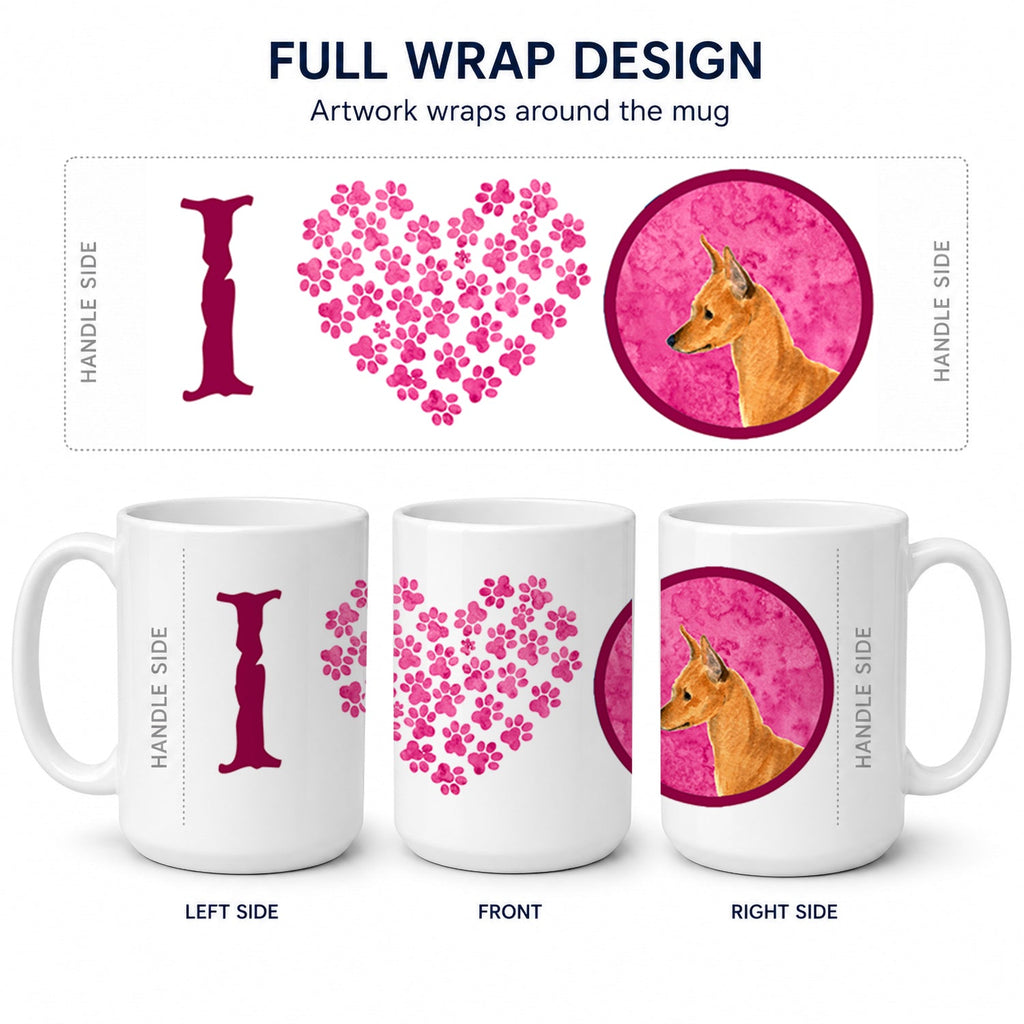Pink Min Pin Ceramic Coffee Mug 15 oz Decorative Large C Handle Mug Cup for Tea, Cocoa Hot Chocolate