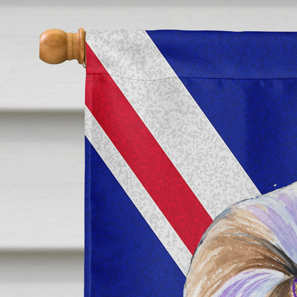 Shih Tzu with English Union Jack British Flag House Flag 28x40 Porch Sleeve Pole Decorative Outside Yard Banner Artwork Wall Hanging, Polyester