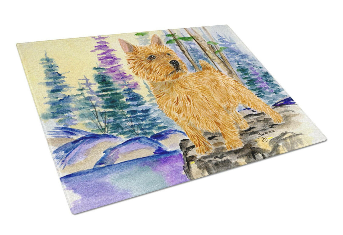 Norwich Terrier Cutting Board Tempered Glass Kitchen Cutting Surface, Heat Resistant Chopping, Non-Slip Feet, Food Prep & Serving