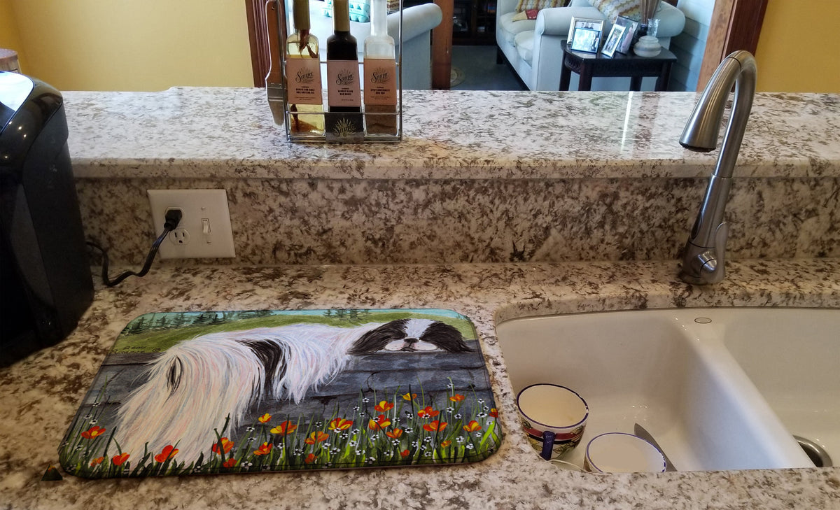 Japanese Chin Dish Drying Mat Absorbent Dish Drying Mat Pad for Kitchen Counter Dish Drainer Mat for Countertop, 14 x 21", Multicolor