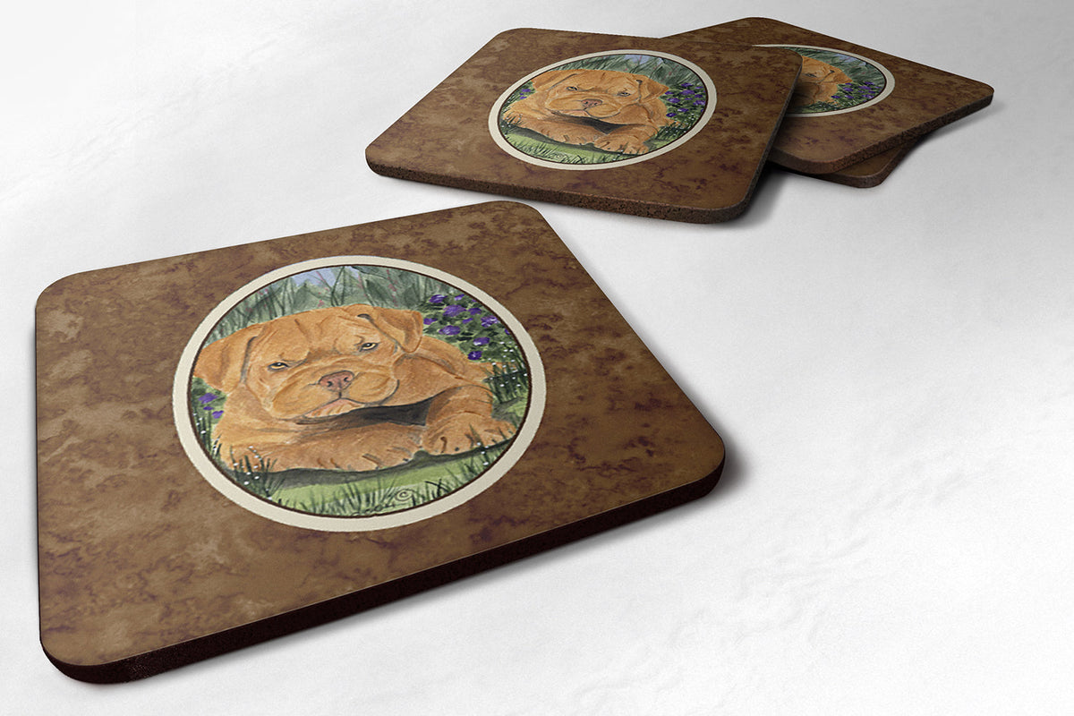 Dogue de Bordeaux Foam Coasters Set of 4 Cup Coasters for Indoor Outdoor, Tabletop Protection, Anti Slip, Mouse pad Material