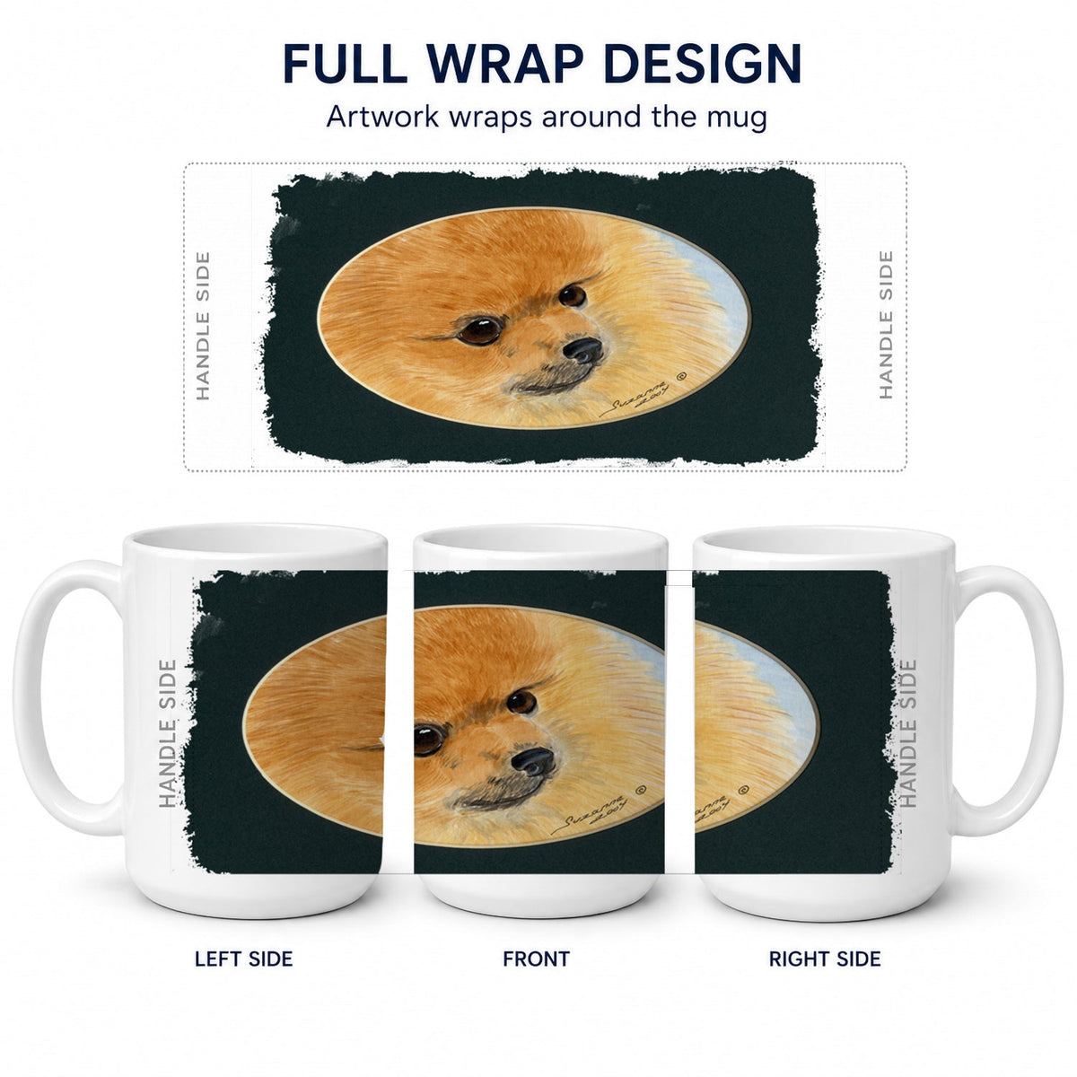 Pomeranian Ceramic Coffee Mug 15 oz Decorative Large C Handle Mug Cup for Tea, Cocoa Hot Chocolate