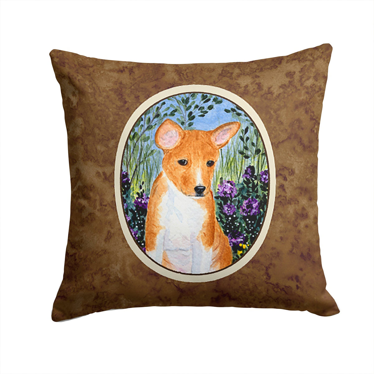 Basenji Decorative Throw Pillow 14x14 Indoor Outdoor Accent Cushion, Fabric Cover with Insert for Sofa, Bed, Porch & Living Room