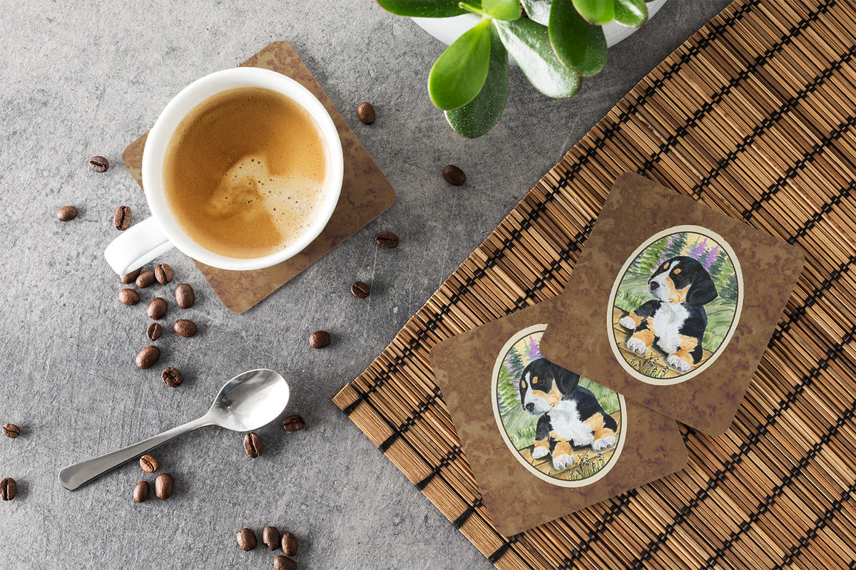 Entlebucher Mountain Dog Foam Coasters Set of 4 Cup Coasters for Indoor Outdoor, Tabletop Protection, Anti Slip, Mouse pad Material