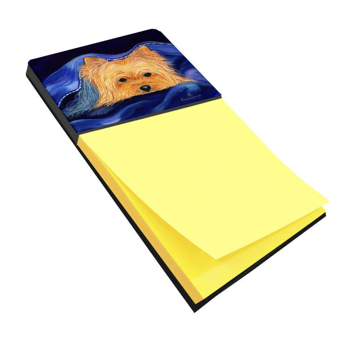 Yorkie Watercolor Sticky Note Holder Refillable Dispenser Desk Accessory 3x3 Pad Gift
