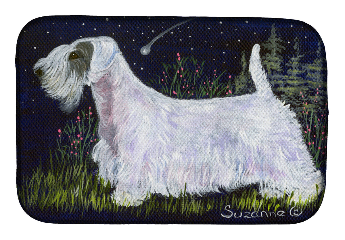 Sealyham Terrier Dish Drying Mat Absorbent Dish Drying Mat Pad for Kitchen Counter Dish Drainer Mat for Countertop, 14 x 21", Multicolor
