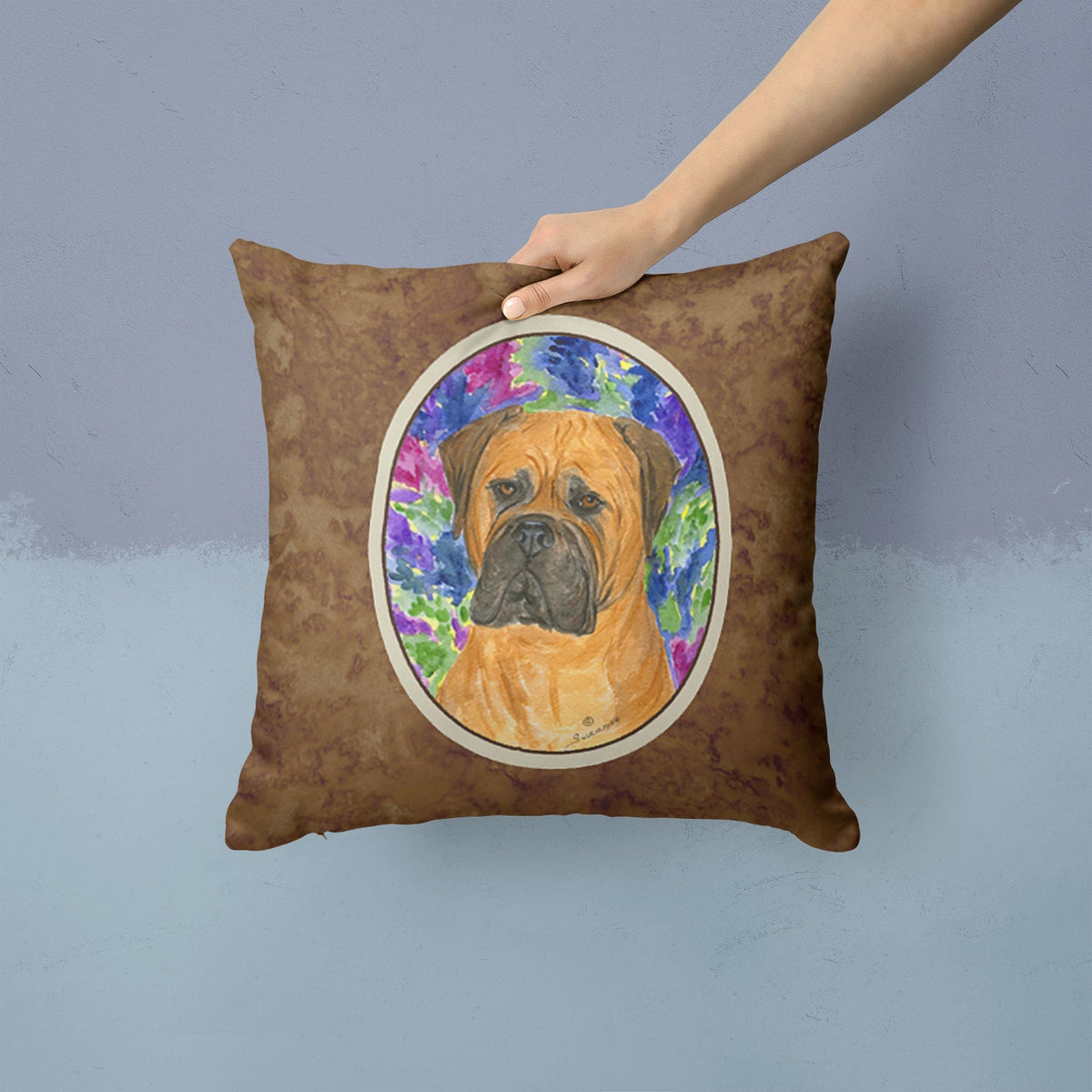 Bullmastiff Decorative Throw Pillow 14x14 Indoor Outdoor Accent Cushion, Fabric Cover with Insert for Sofa, Bed, Porch & Living Room