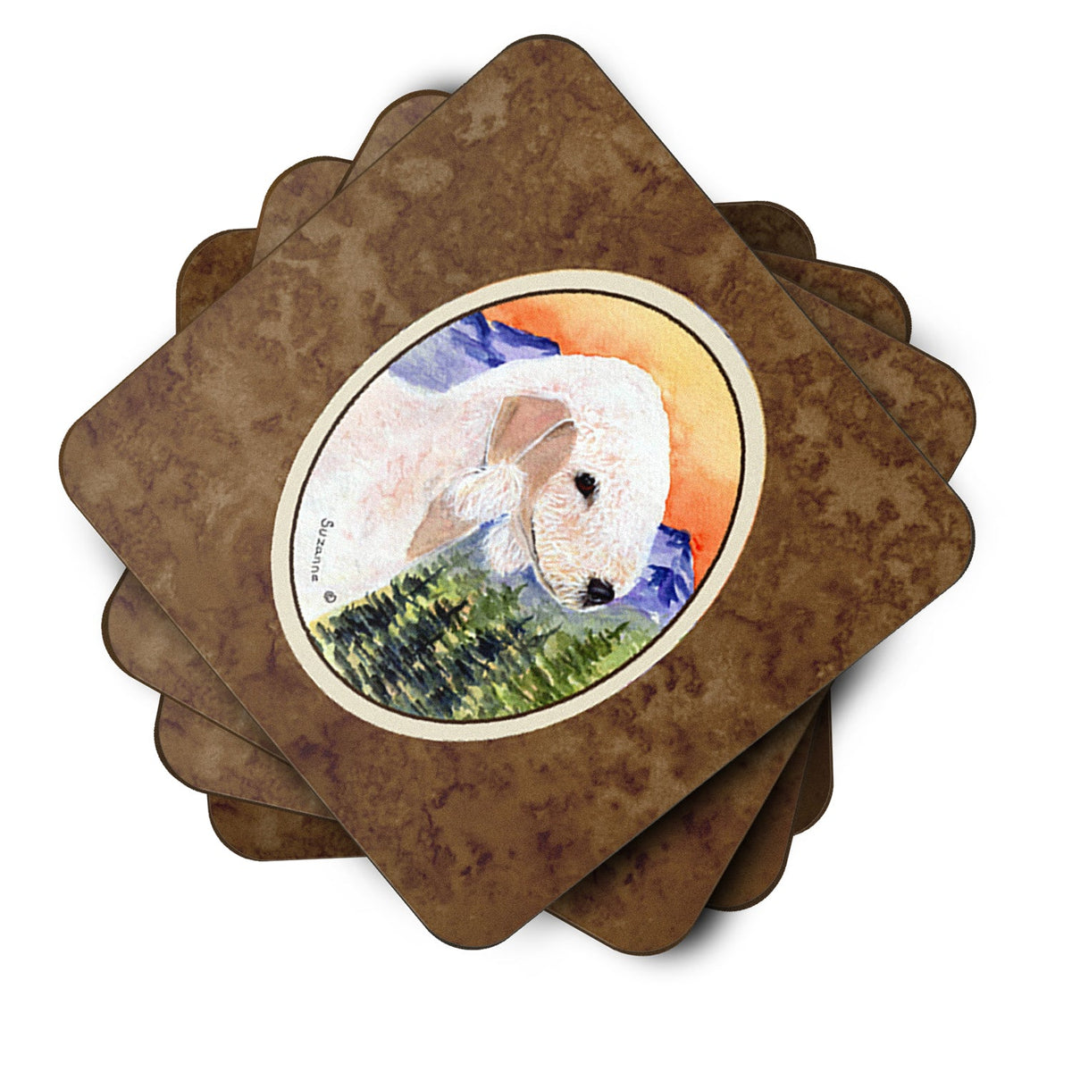Bedlington Terrier Foam Coasters Set of 4 Cup Coasters for Indoor Outdoor, Tabletop Protection, Anti Slip, Mouse pad Material