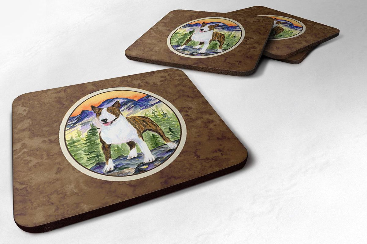 Bull Terrier Foam Coasters Set of 4 Cup Coasters for Indoor Outdoor, Tabletop Protection, Anti Slip, Mouse pad Material