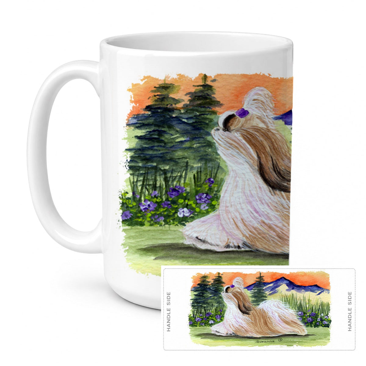 Shih Tzu Ceramic Coffee Mug 15 oz Decorative Large C Handle Mug Cup for Tea, Cocoa Hot Chocolate