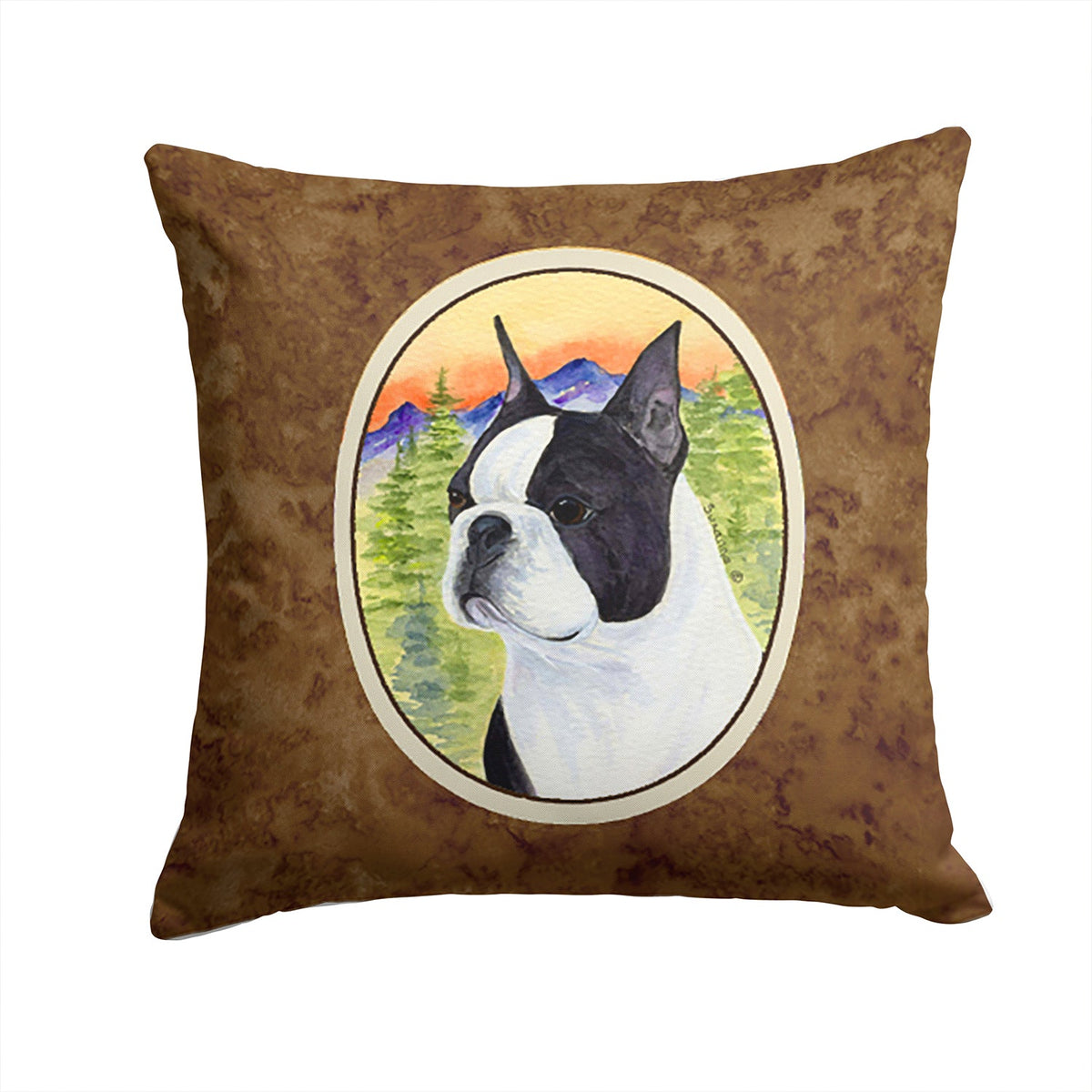 Boston Terrier Decorative Throw Pillow 14x14 Indoor Outdoor Accent Cushion, Fabric Cover with Insert for Sofa, Bed, Porch & Living Room