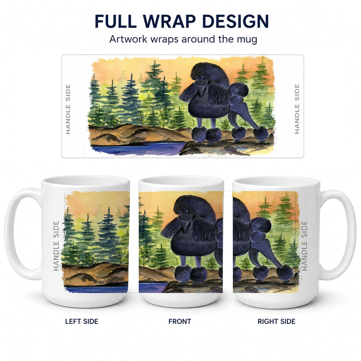 Poodle Ceramic Coffee Mug 15 oz Decorative Large C Handle Mug Cup for Tea, Cocoa Hot Chocolate