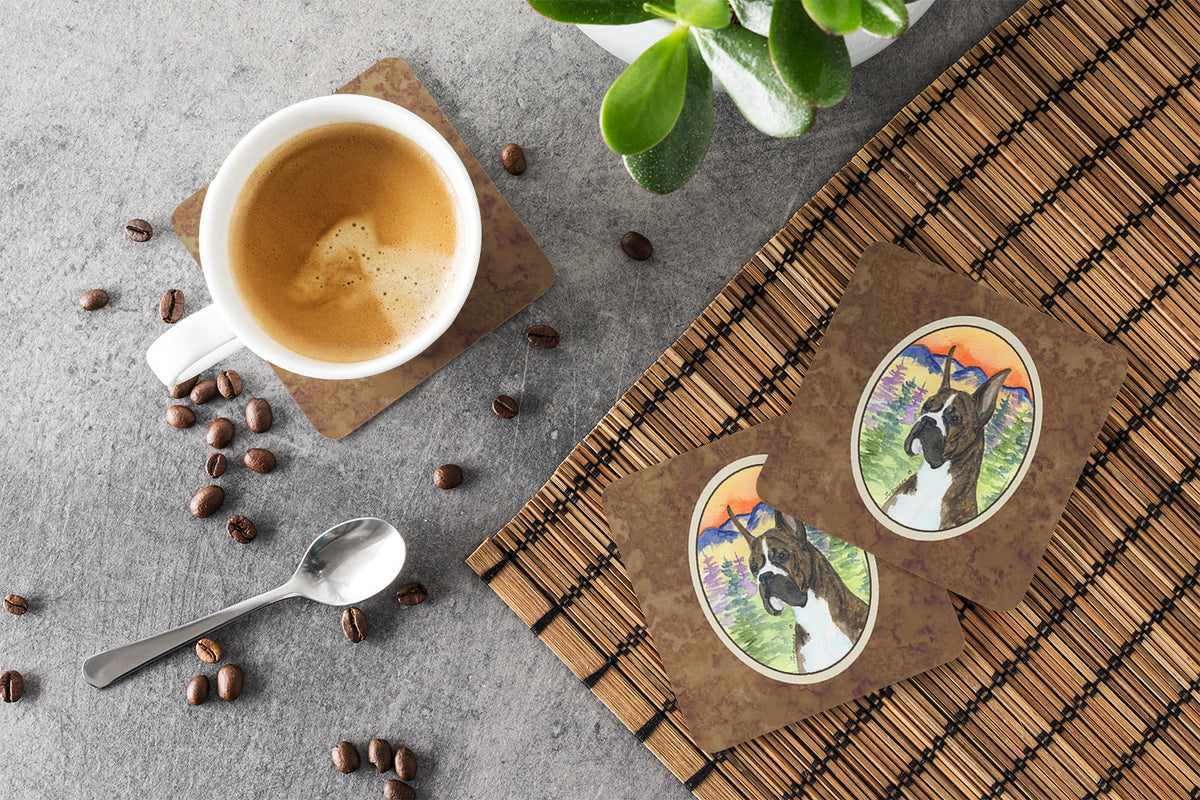 Boxer Foam Coasters Set of 4 Cup Coasters for Indoor Outdoor, Tabletop Protection, Anti Slip, Mouse pad Material