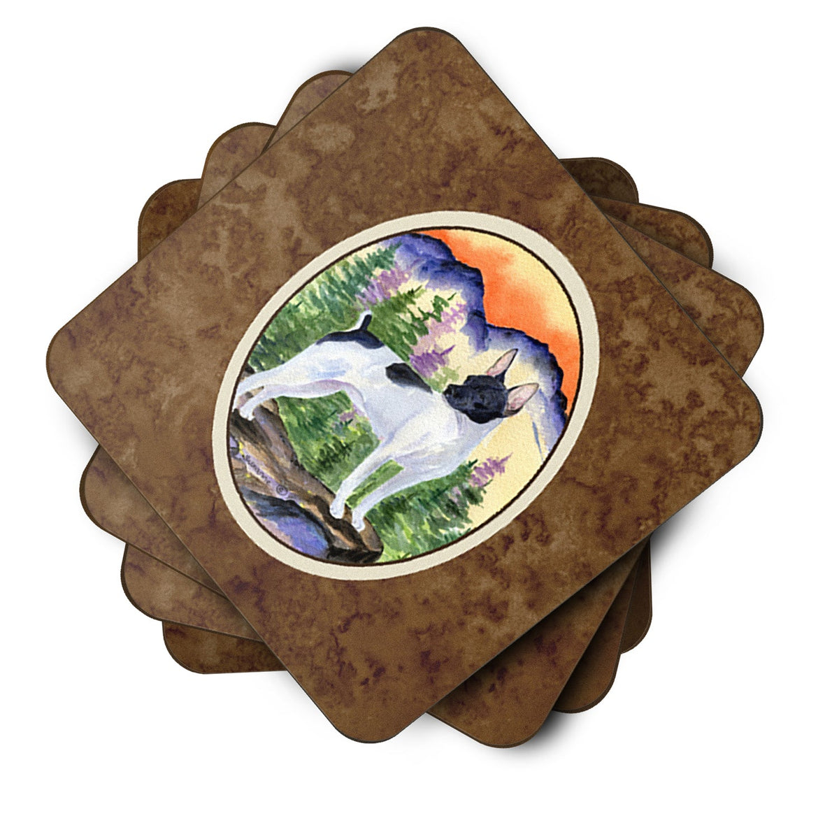 Rat Terrier Foam Coasters Set of 4 Cup Coasters for Indoor Outdoor, Tabletop Protection, Anti Slip, Mouse pad Material