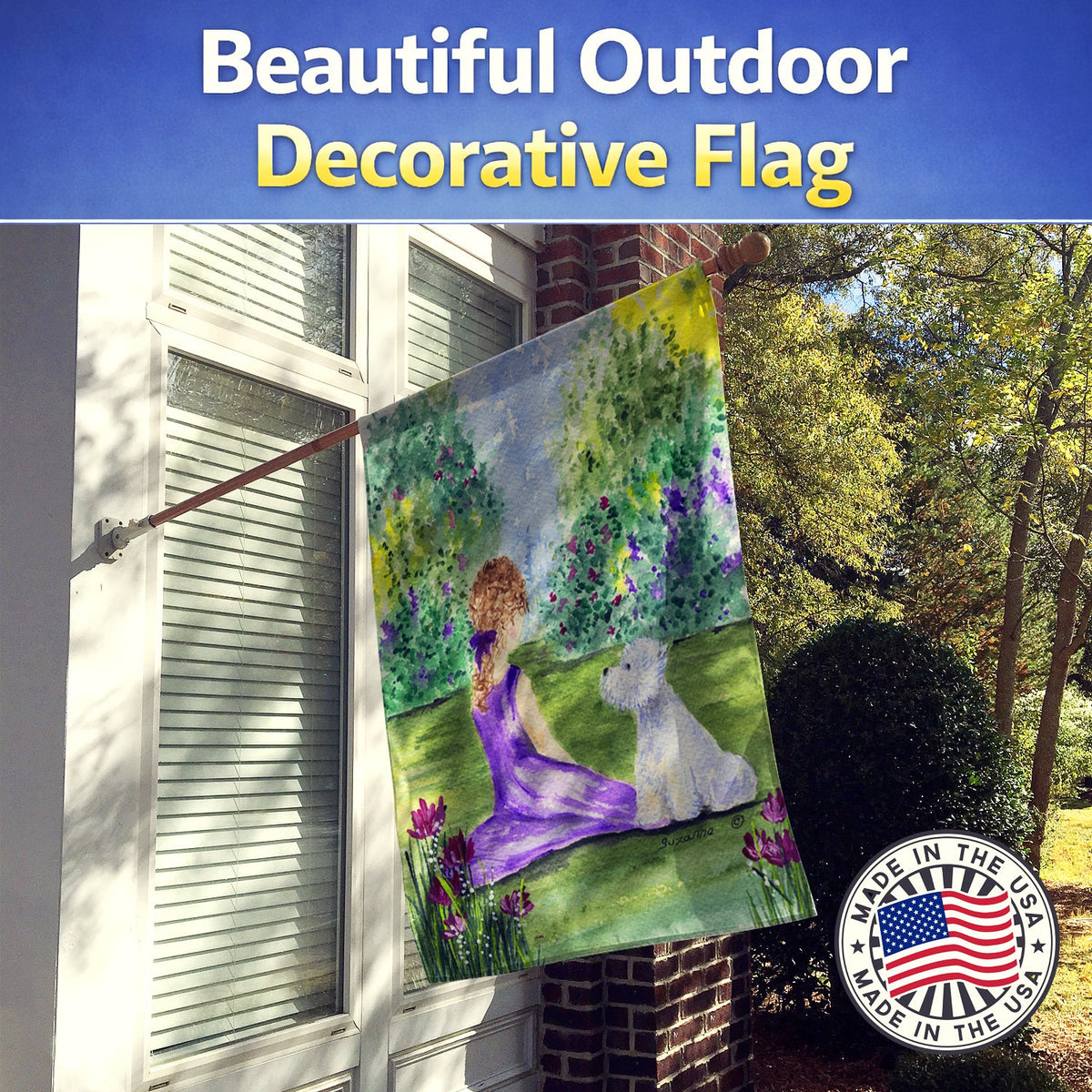 Westie House Flag 28x40 Porch Sleeve Pole Decorative Outside Yard Banner Artwork Wall Hanging, Polyester