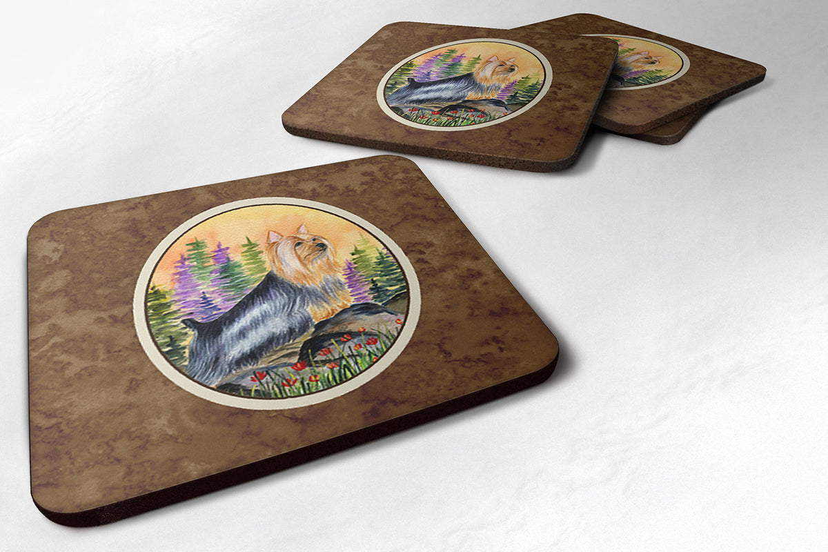 Silky Terrier Foam Coasters Set of 4 Cup Coasters for Indoor Outdoor, Tabletop Protection, Anti Slip, Mouse pad Material