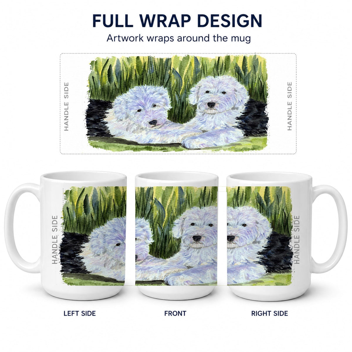Old English Sheepdog Ceramic Coffee Mug 15 oz Decorative Large C Handle Mug Cup for Tea, Cocoa Hot Chocolate