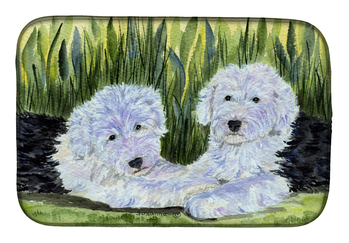 Old English Sheepdog Dish Drying Mat Absorbent Dish Drying Mat Pad for Kitchen Counter Dish Drainer Mat for Countertop, 14 x 21", Multicolor