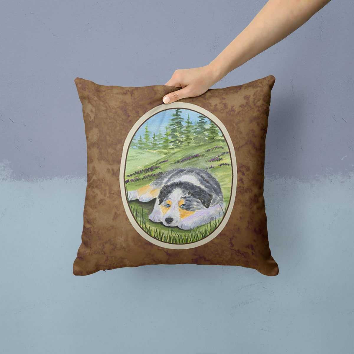 Australian Shepherd Decorative Throw Pillow 14x14 Indoor Outdoor Accent Cushion, Fabric Cover with Insert for Sofa, Bed, Porch & Living Room