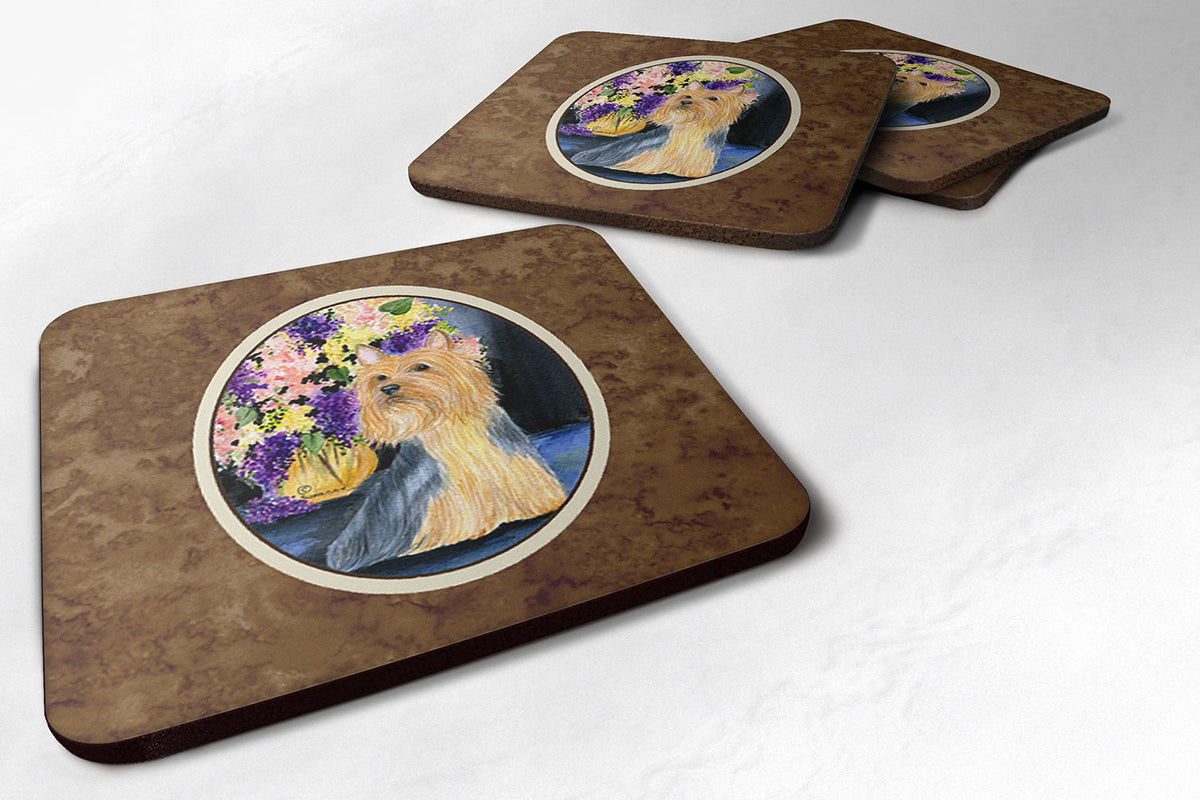 Silky Terrier Foam Coasters Set of 4 Cup Coasters for Indoor Outdoor, Tabletop Protection, Anti Slip, Mouse pad Material