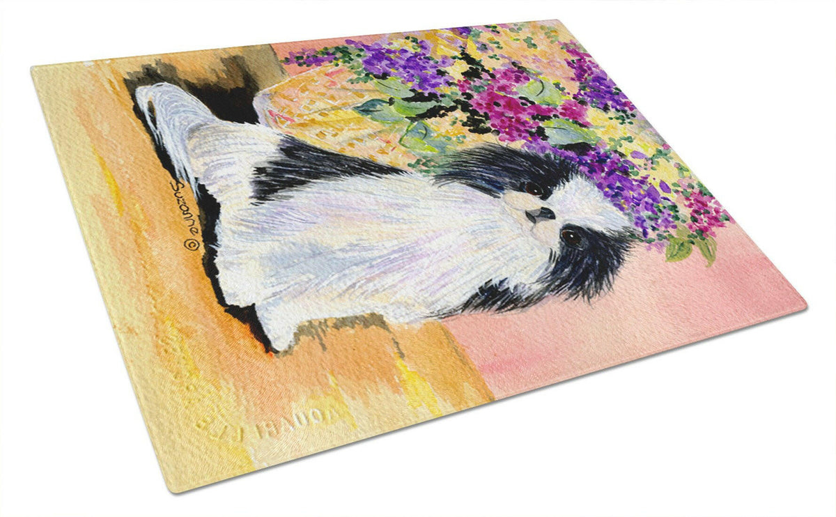Japanese Chin Cutting Board Tempered Glass Kitchen Cutting Surface, Heat Resistant Chopping, Non-Slip Feet, Food Prep & Serving