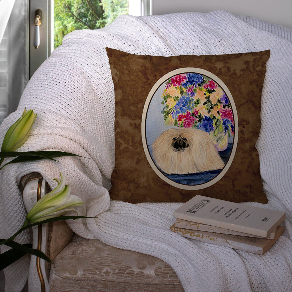 Pekingese Decorative Throw Pillow 14x14 Indoor Outdoor Accent Cushion, Fabric Cover with Insert for Sofa, Bed, Porch & Living Room