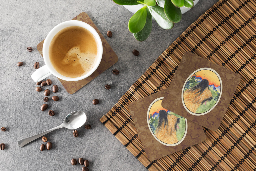 Briard Foam Coasters Set of 4 Cup Coasters for Indoor Outdoor, Tabletop Protection, Anti Slip, Mouse pad Material