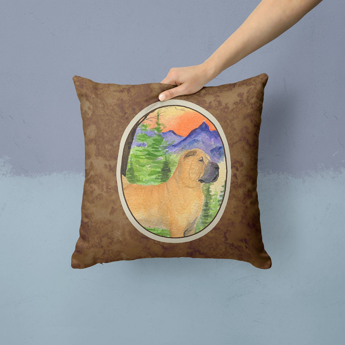 Shar Pei Decorative Throw Pillow 14x14 Indoor Outdoor Accent Cushion, Fabric Cover with Insert for Sofa, Bed, Porch & Living Room