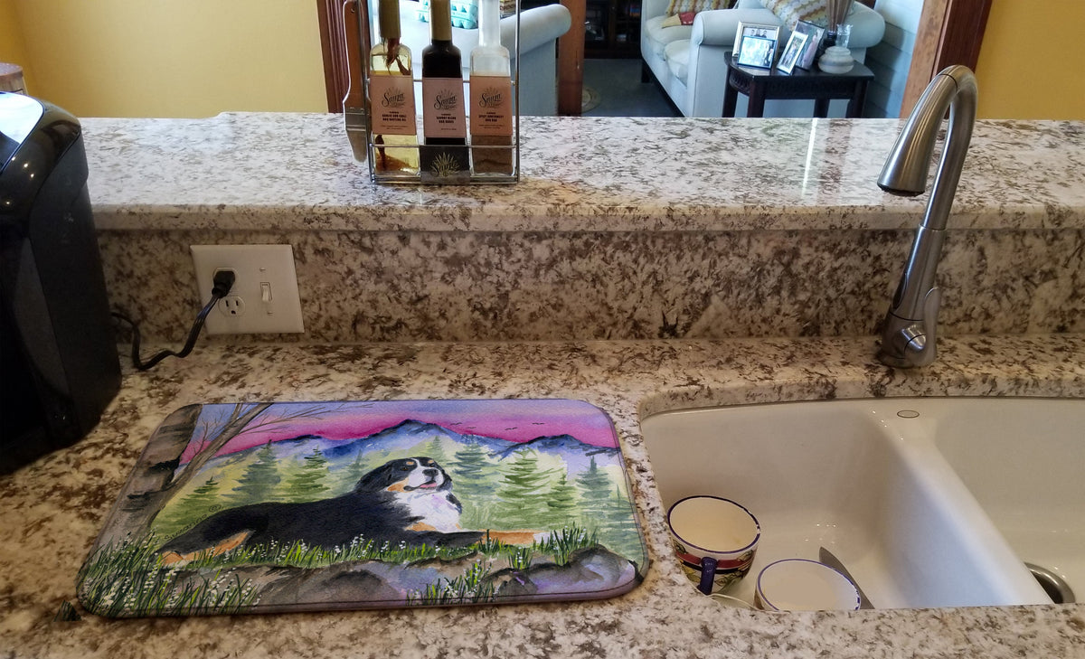 Bernese Mountain Dog Dish Drying Mat Absorbent Dish Drying Mat Pad for Kitchen Counter Dish Drainer Mat for Countertop, 14 x 21", Multicolor