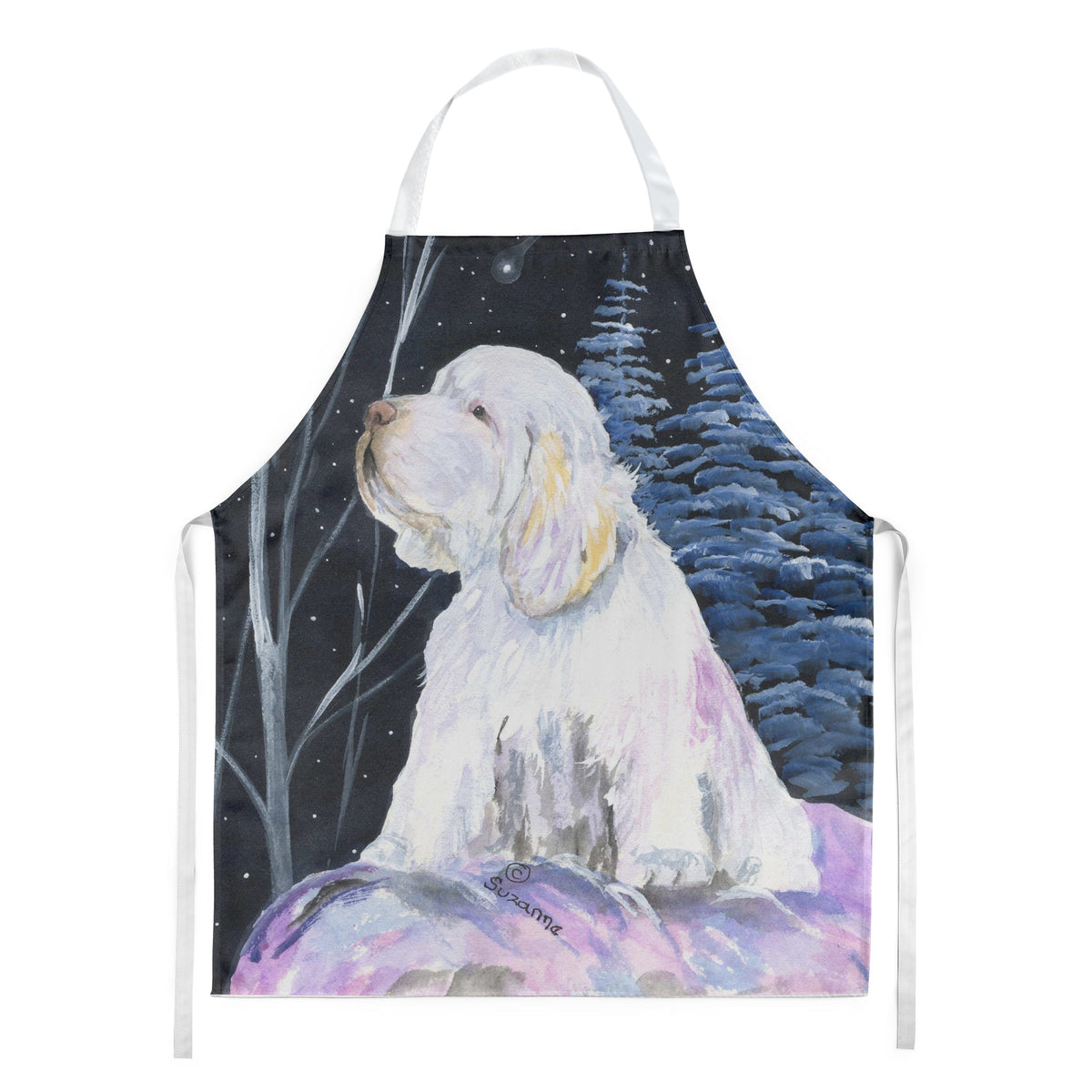 Clumber Spaniel Apron Cooking Kitchen Server Baking Crafts Gardening for Adult Women Men, Unisex, Large, Multicolor