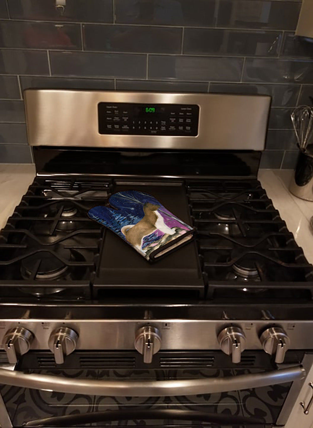 Starry Night Akita Oven Mitt Heat Resistant Thick Oven Mitt for Hot Pans and Oven, Kitchen Mitt Protect Hands, Cooking Baking Glove