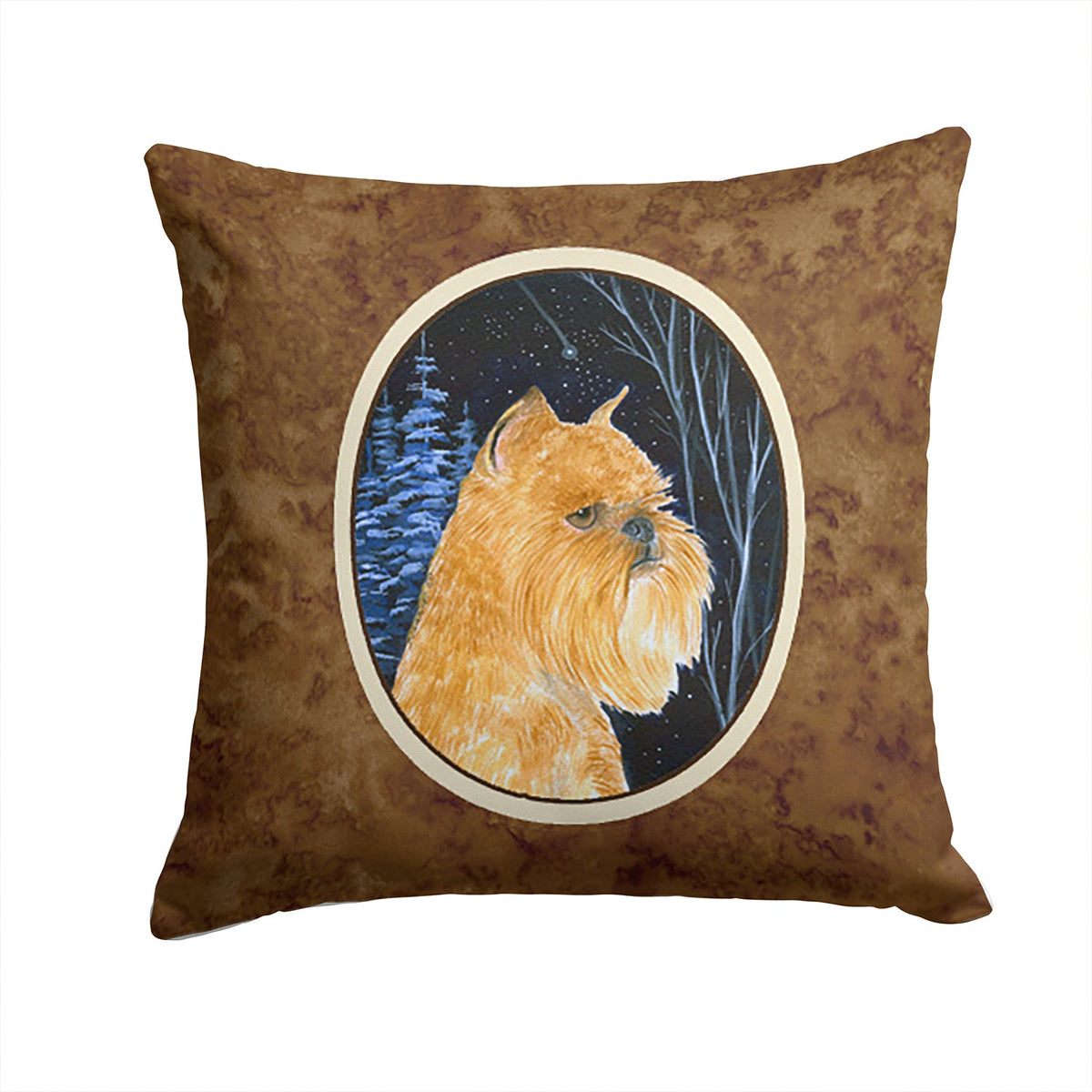 Starry Night Brussels Griffon Decorative Throw Pillow 14x14 Indoor Outdoor Accent Cushion, Fabric Cover with Insert for Sofa, Bed, Porch & Living Room