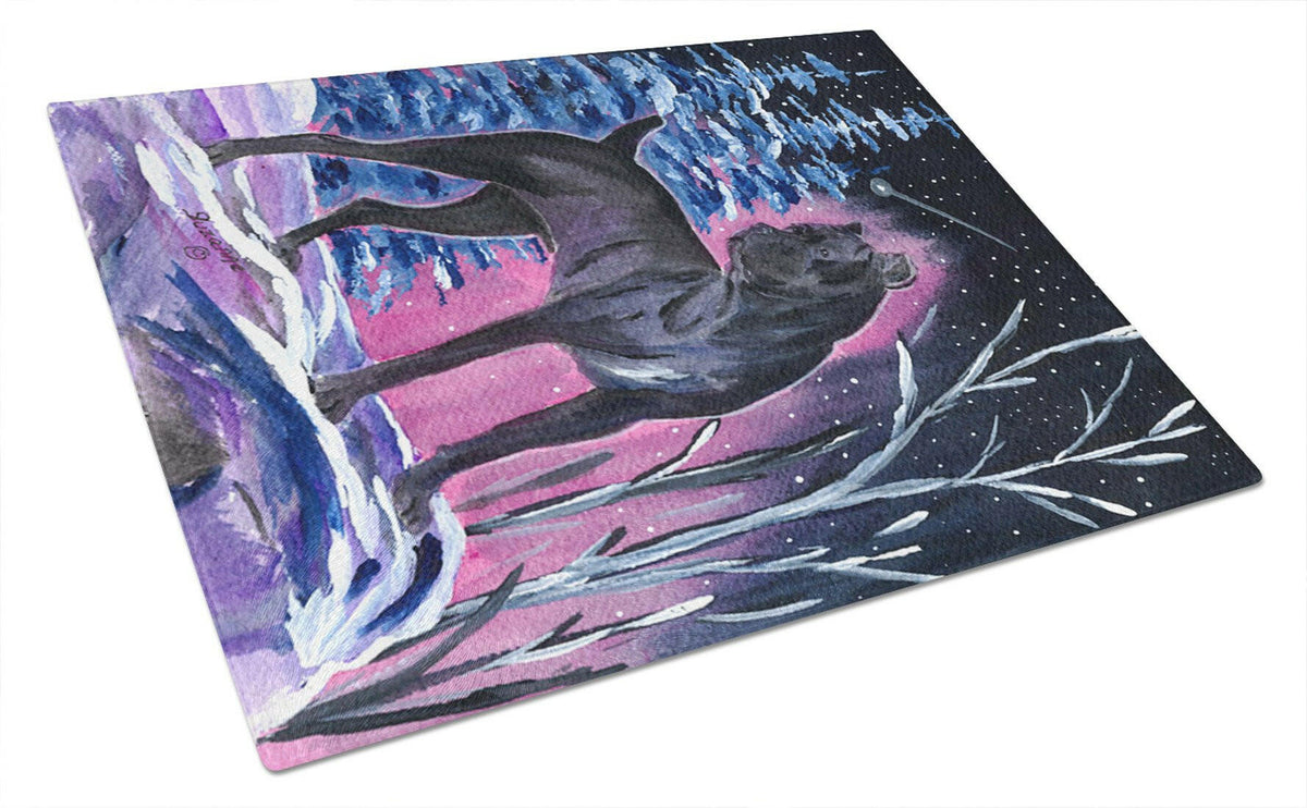 Starry Night Cane Corso Cutting Board Tempered Glass Kitchen Cutting Surface, Heat Resistant Chopping, Non-Slip Feet, Food Prep & Serving